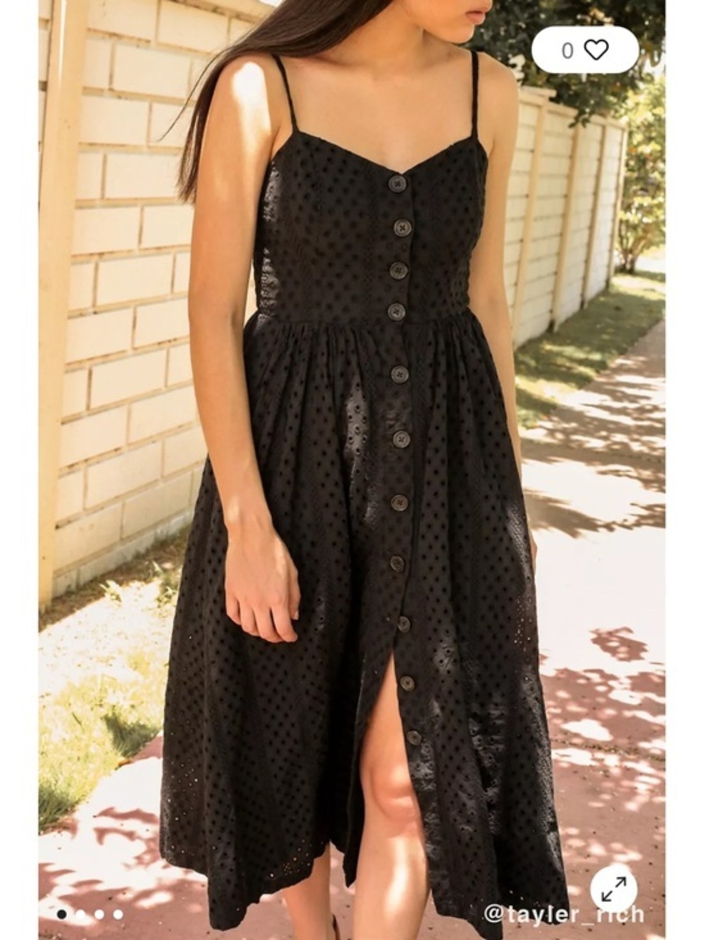 💋Urban Outfitters Black Eyelet Button-Front Midi Dress size S